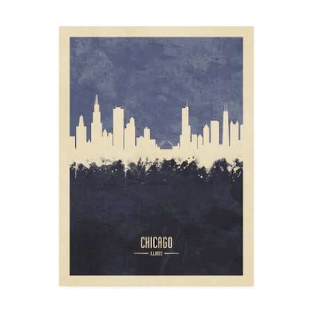 Michael Tompsett 'Chicago Illinois Skyline Navy Poster' Canvas Art,14x19